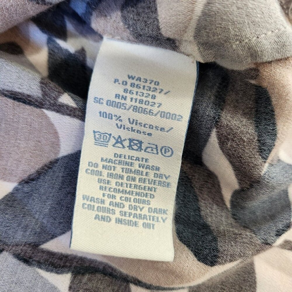 Boden V-Neck Blouse Womens 4 Brown Gray Leaf Print 3/4 Sleeve WA370 *MINOR FLAW - Picture 8 of 10
